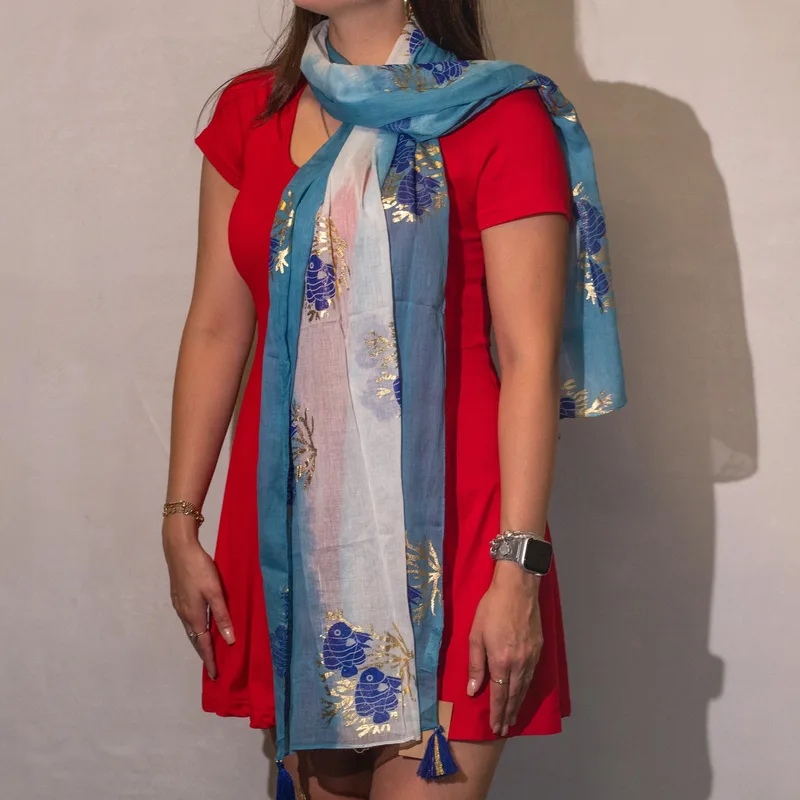 Nomad Sari Aqua Fish Scarf – Sea Blu (180x50cm) — foto 1