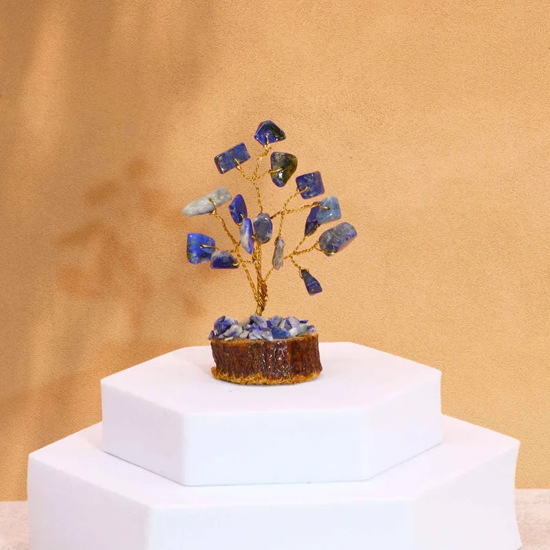 Mini Gemstone Trees On Legno Base - Sodalite (15 stones)