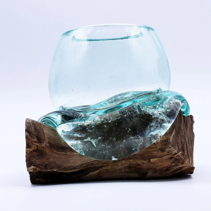 Molten Glass Mini Goldfish Bowl on Legno 20cm — foto 6