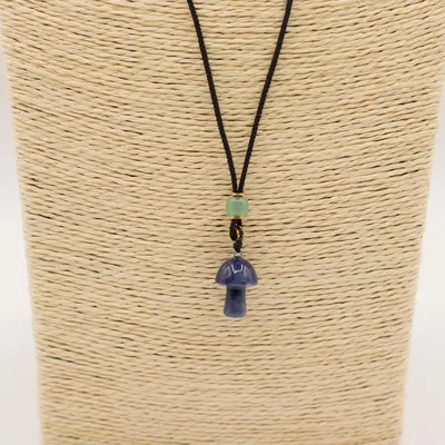 Collana con Ciondolo Pietra Naturale – Sodalite a Forma di Fungo — foto 2
