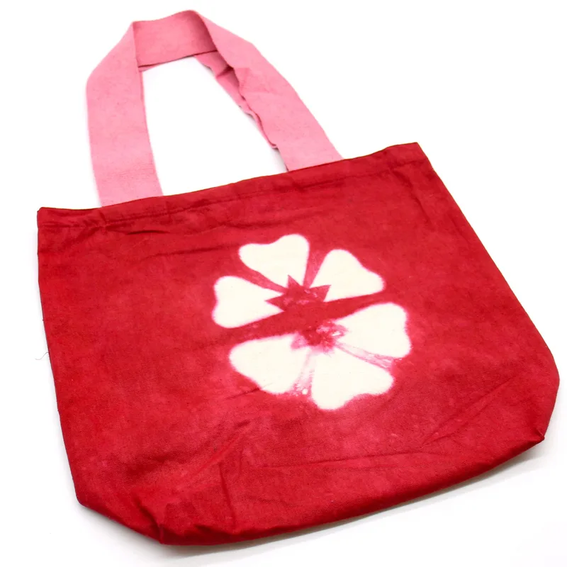 Naturale Tye-Dye Cotton Bag 38x42x12cm Maroon Fiore Pink Handle — foto 1