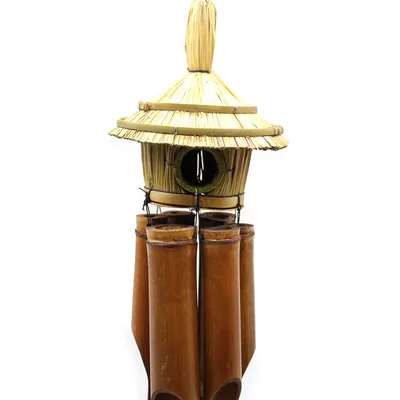 Lrg Round Seagrass Bird Scatola with Chimes 56x20cm — foto 3