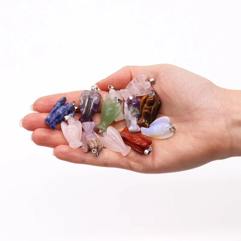 Gemstone Mini Angels Pendants 26x18mm