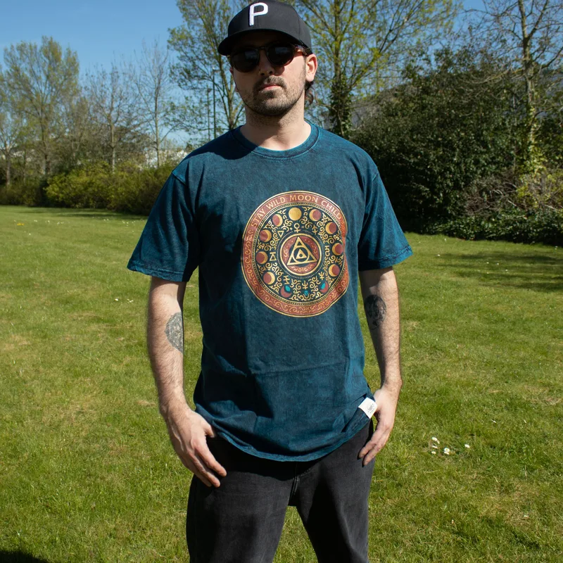 Nomad Sari Stonewashed Cotton T-Shirt Stay Selvatico Moon Child Blu Large — foto 1