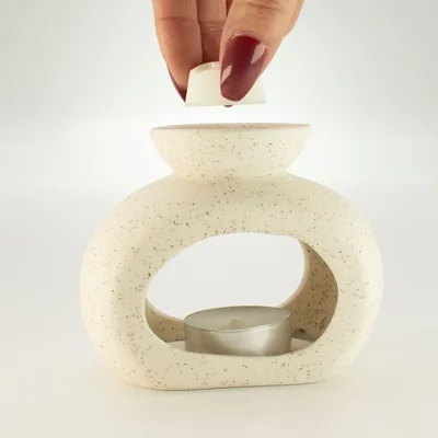 Ceramic Zen Olio Bruciatore - Oval Pebble - Speckled Off-White — foto 4