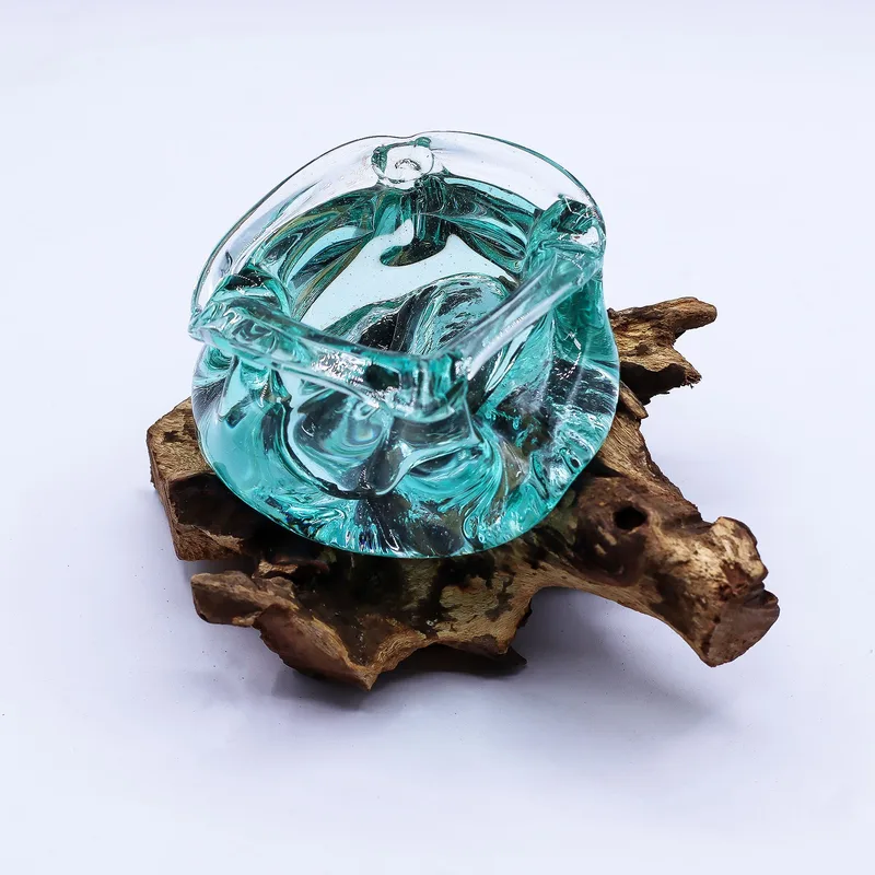 Molten Glass Chunky Ashtray / Candela Porta on Legno 23cm — foto 3