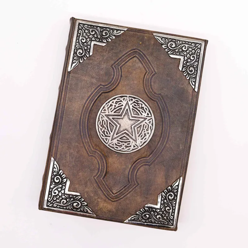 Heafty Brown Tan Book Zinc Pentagon Decor 200 Deckle Edges Pages 26x18cm — foto 3