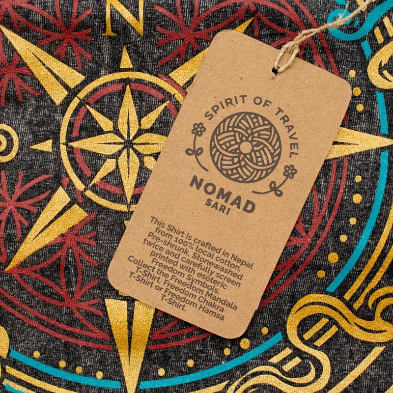 Nomad Sari Stonewashed Cotton T-Shirt Compass of Life Charcoal Large — foto 1
