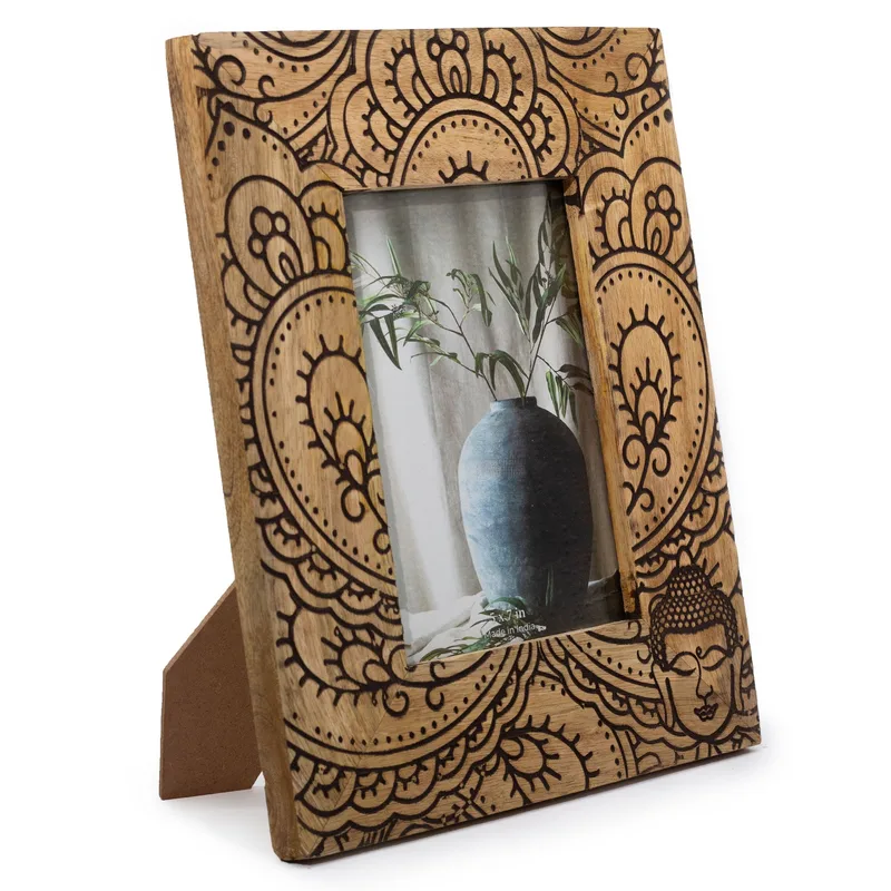 Lrg Mango Legno Picture Frame 28x23x2cm Buddha Nero
