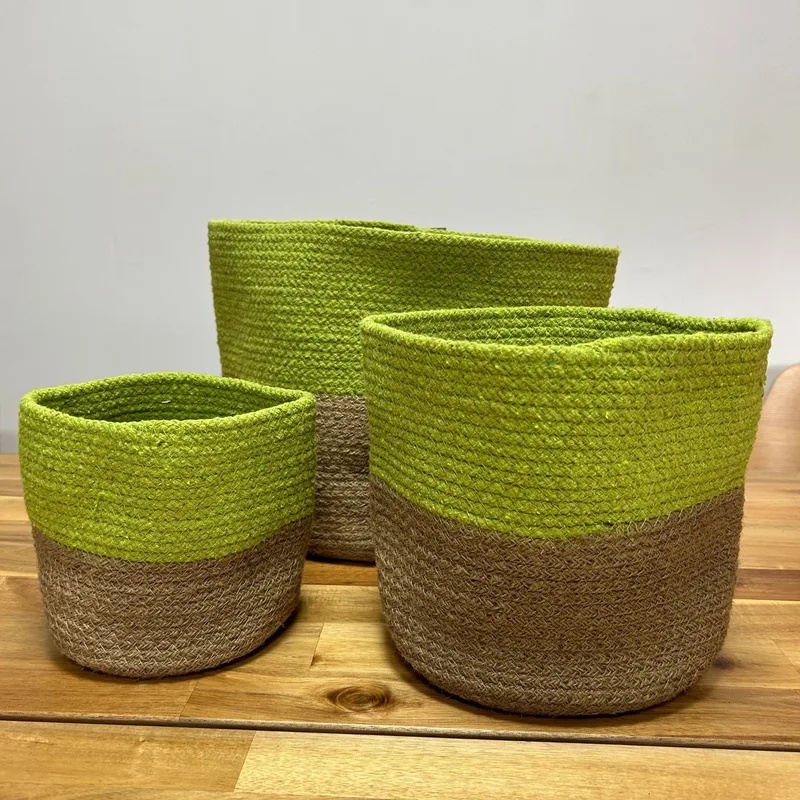 Set of 3 Cotton Rope Storage Baskets Pistachio — foto 4