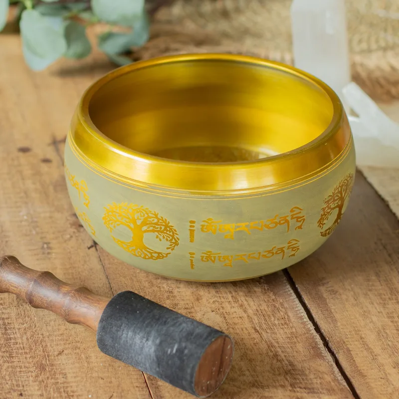 Large Aluminum Singing Bowl Buddha Albero of Life Copper Colour — foto 3