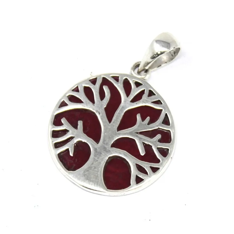 Albero of Life Argento Pendent 22mm Coral Effect