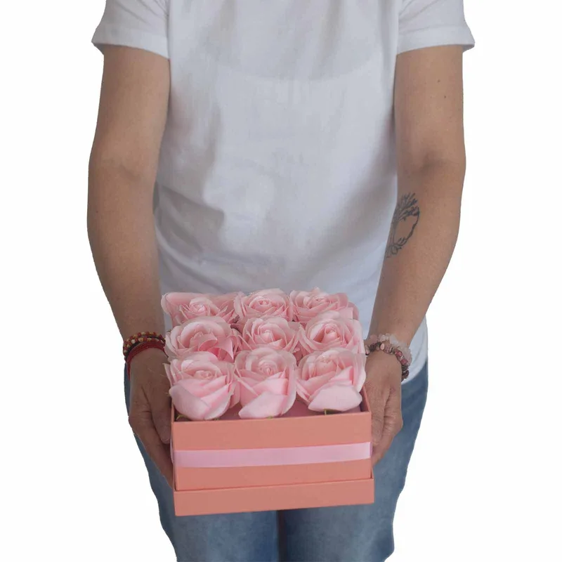 Sapone Fiore Gift Bouquet 9 Pink Roses Square — foto 4