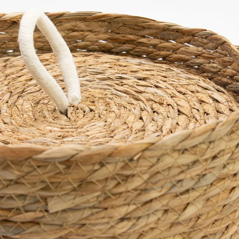 Seagrass & Cotton Round Baskets with Lids Naturale Set of 3 — foto 6