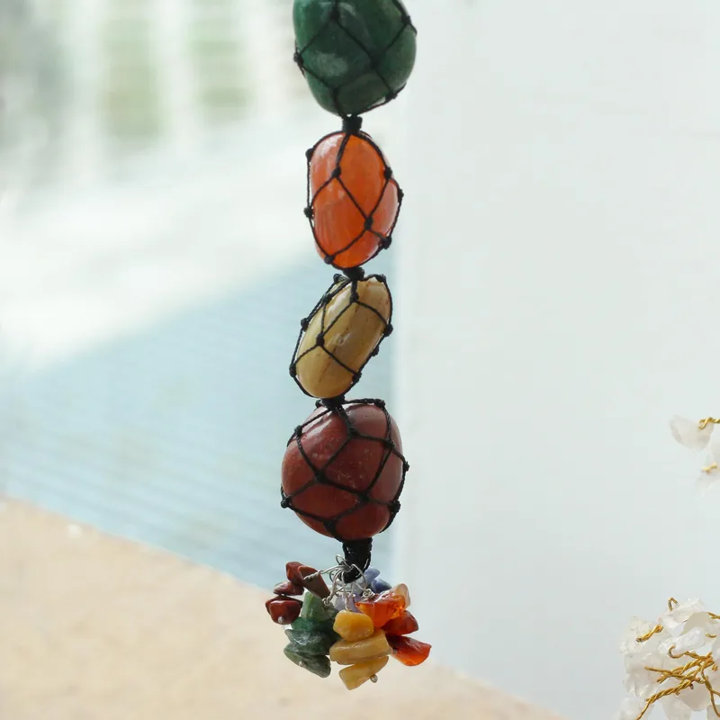 Hanging Chakra Stone Pendant Seven Chakra Chips