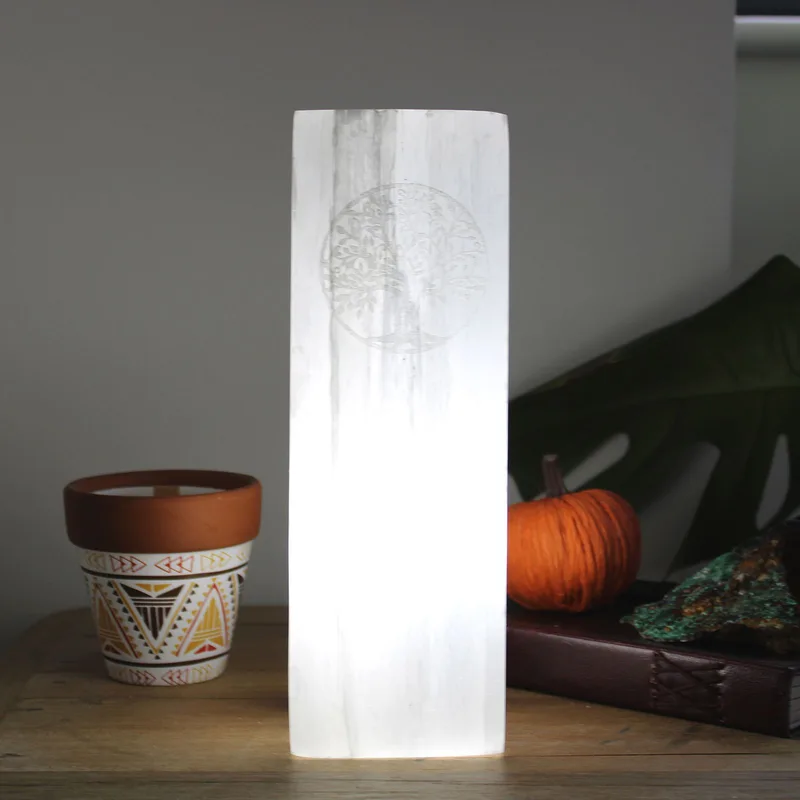 Selenite Block Lamp 25cm Albero of Life
