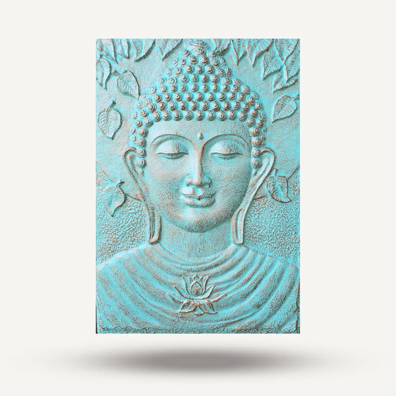 Large Buddha Iron Frame Turquoise Relief 0.7x1m — foto 1