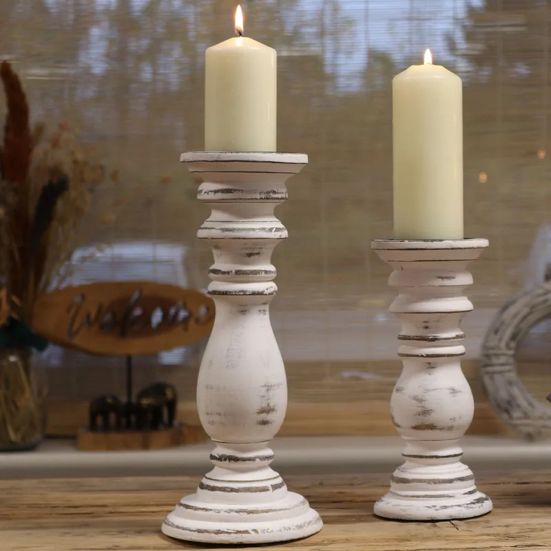 Classic Candela Stand Whitewash 23x10cm Small