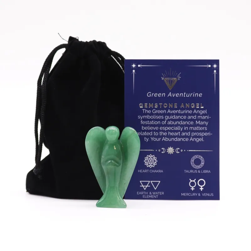 Hand Carved Gemstone Angel - Verde Aventurine