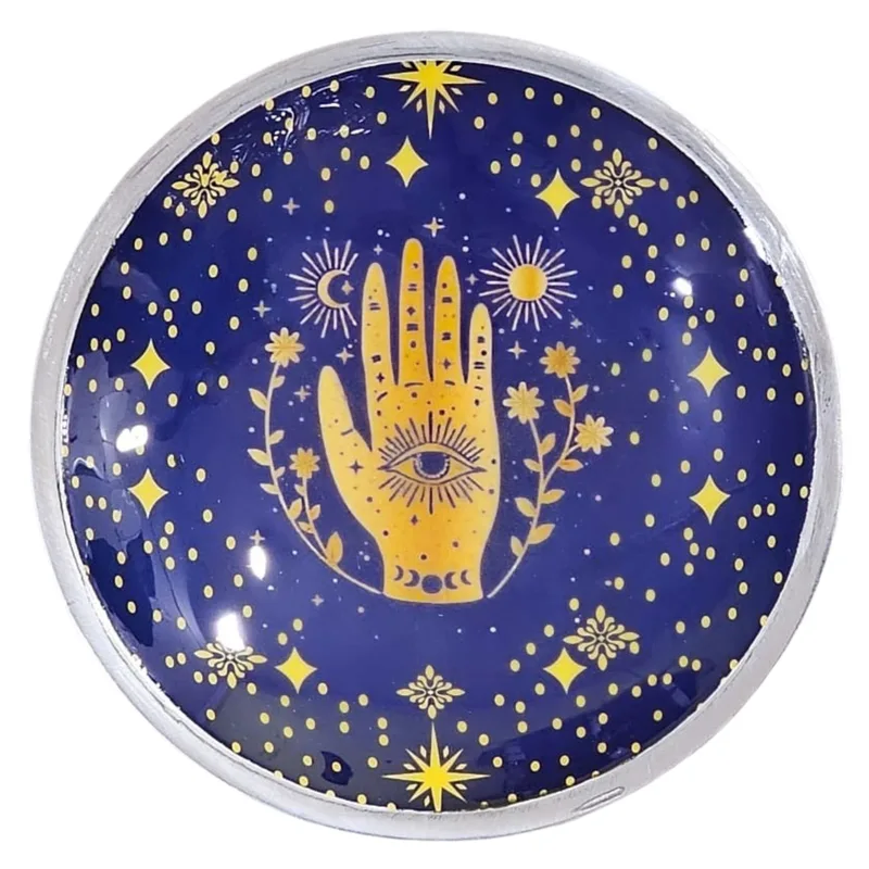 Triple Leg Enamelled Offering Plate Hamsa Midnight Blu — foto 3