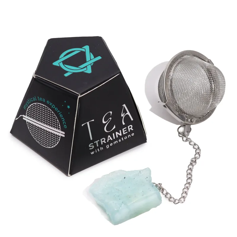 Raw Crystal Gemstone Tè Strainer - Aquamarine