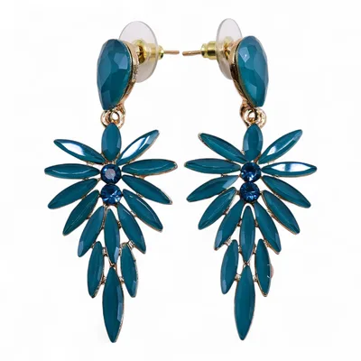 Teal Verde Vintage Glass Long Drop Earrings — foto 3