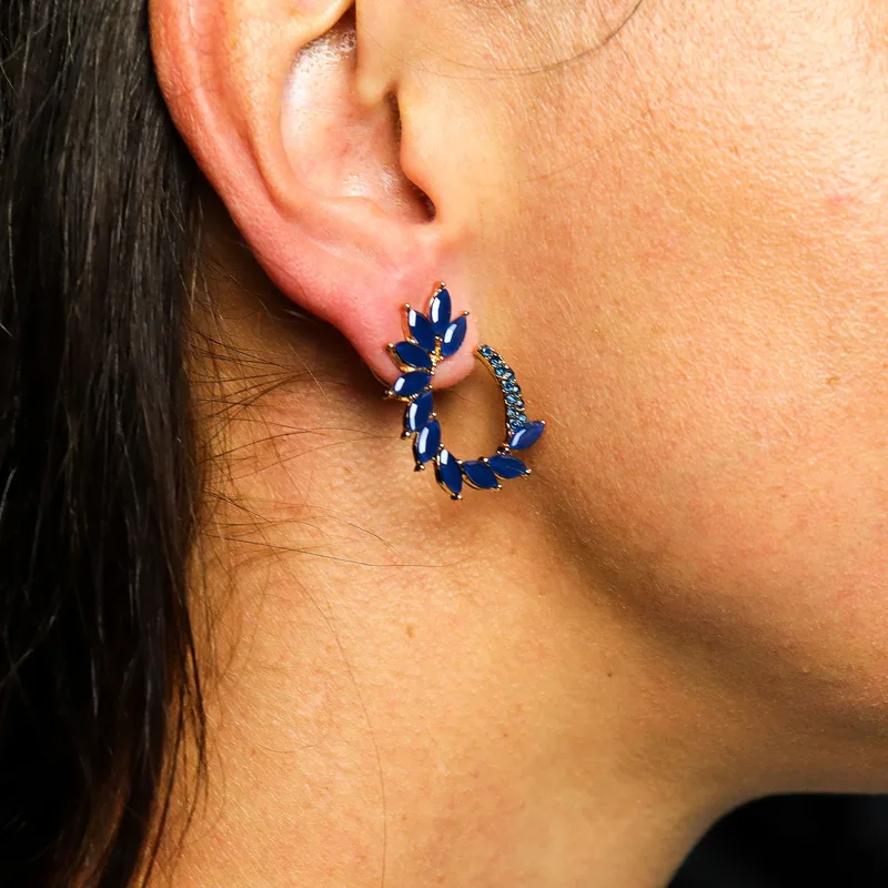 Royal Blu - Vintage Glass - Loop - Earrings — foto 5