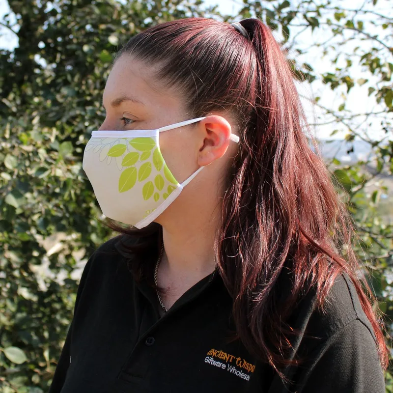 Reusable Fashion Viso Covering - Grean Leaves (Adult)