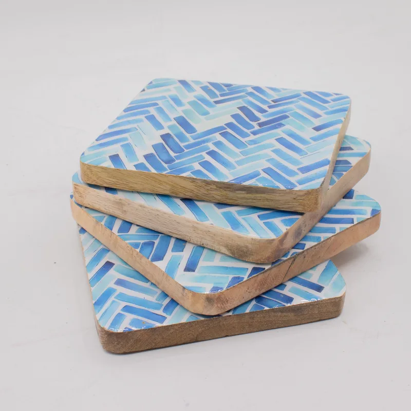 Set di 4 sottobicchieri quadrati - strisce blu — foto 2