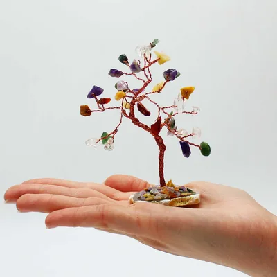 Gemstone Albero - Multi Stones on Naturale Agate Base (35 stones) — foto 1