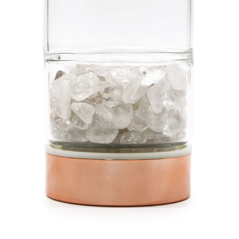 Crystal Glass Tè Infuser Bottle Rosa Oro Rock Quartz — foto 2