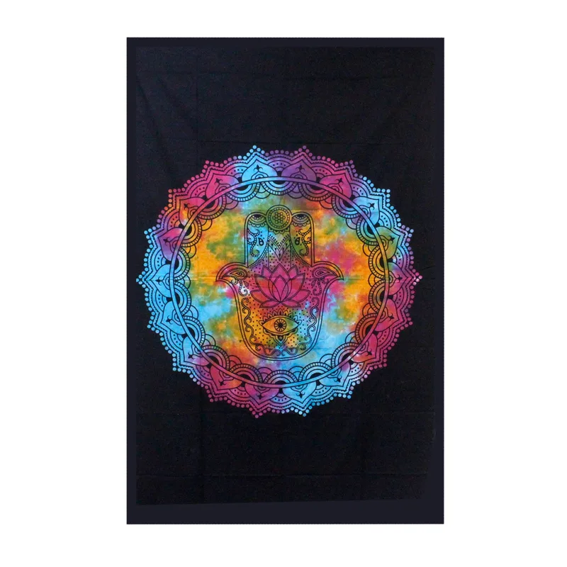 Double Cotton Bedspread + Wall Hanging Nero Hamsa 230cm x 200cm — foto 3