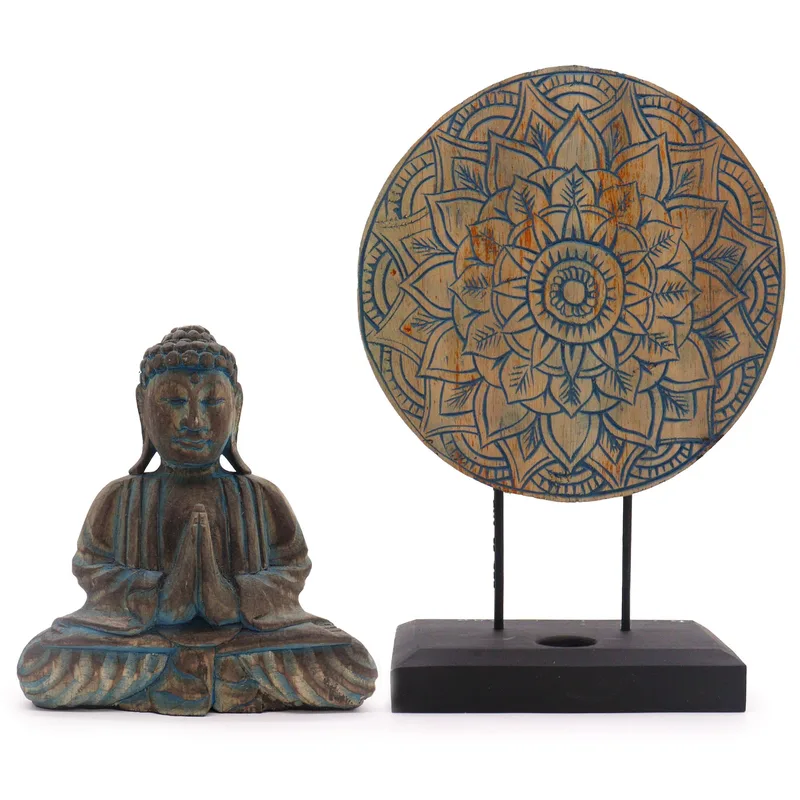 Buddha Feng Shui Set Fiore Mandala Blu