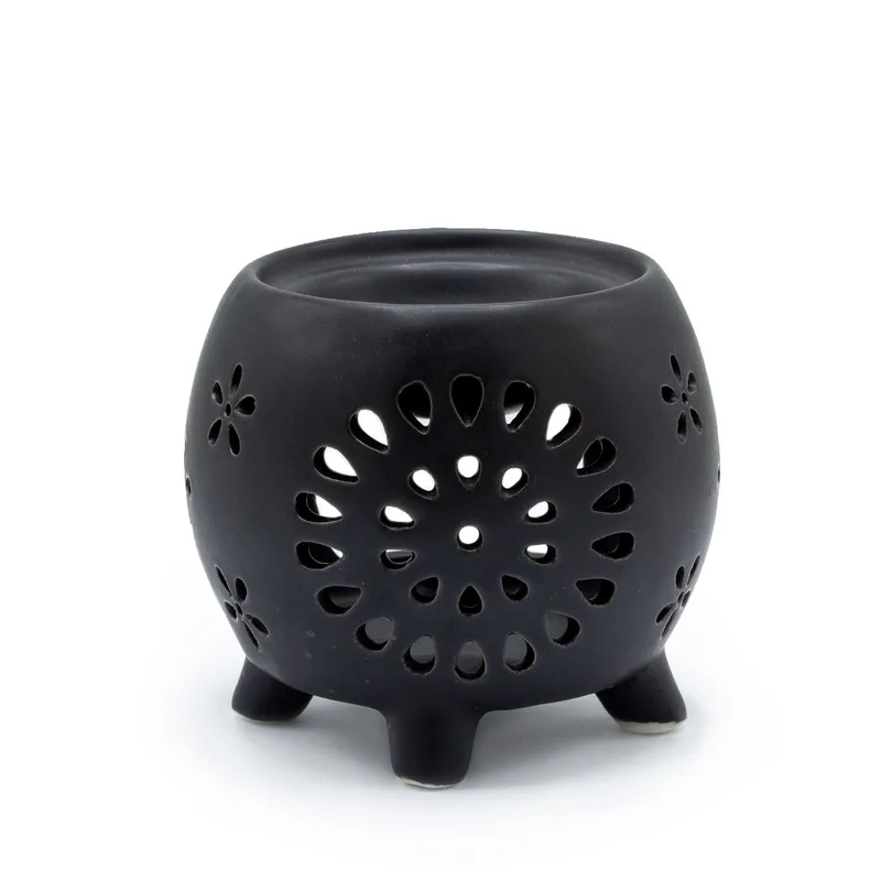 Squat Pot Olio Bruciatore Fiore Burst - Matt Nero — foto 1