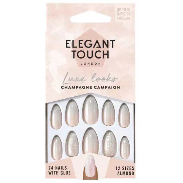 Elegant Touch Luxe Looks Nails With Glue Oval Limited Ed Hot Tip 24 U