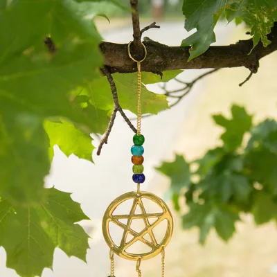 Indian Chimes Brass Tri-Pentagram 7 Bells 9.5x32cm — foto 5