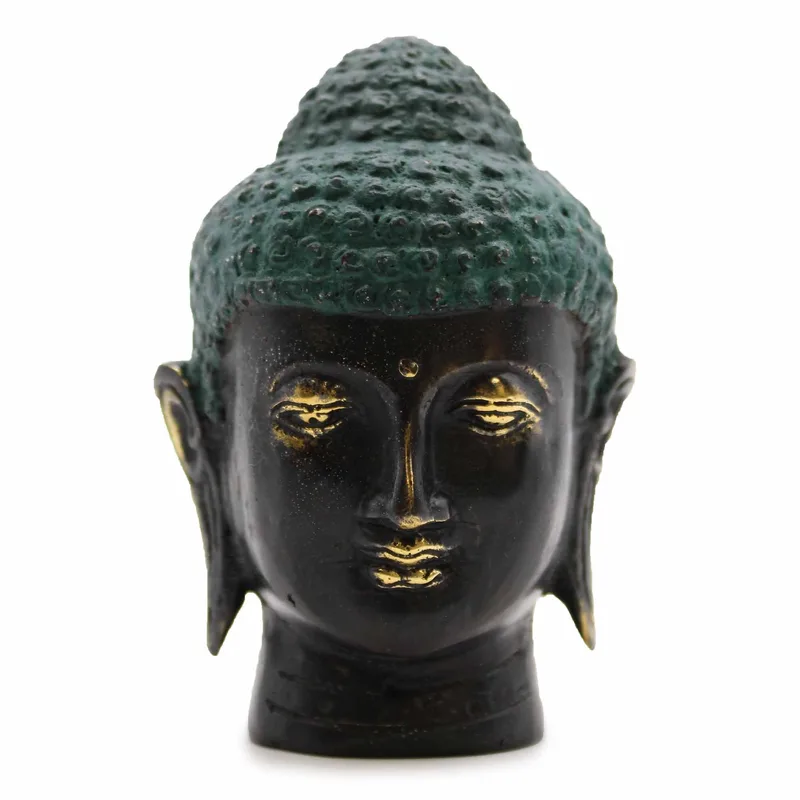 Medium Antique Brass Buddha Head — foto 1