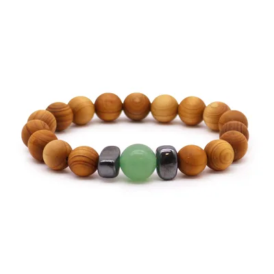 Bracciale in legno di cedro per il chakra sacrale con avventurina