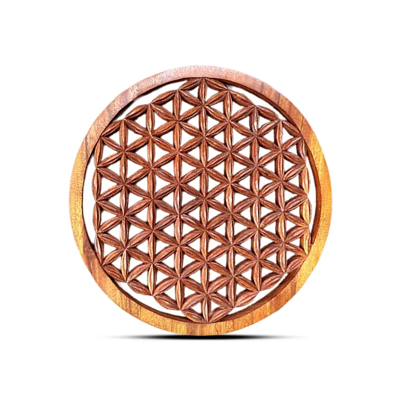 Round Decorative Wooden Fiore of Life Panel 40cm