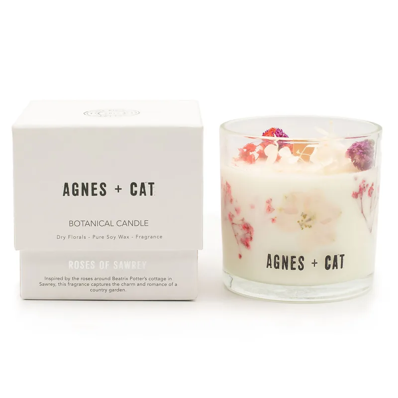 Agnes + Cat Botanical Soy Cera Candela Roses of Sawrey