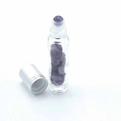Gemstone Essenziale Olio Roller Bottle - Amethyst - Argento Cap + Gemstone Roller Tip for 5ml Bottle - Amethyst — foto 1