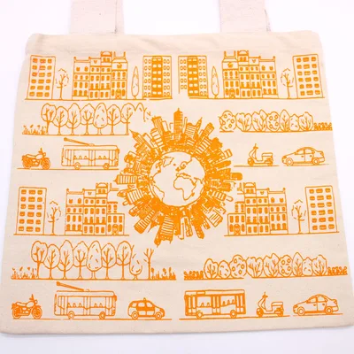 Big Cotton Shopping Bag - 38x42cm - City Life - 10oz — foto 2