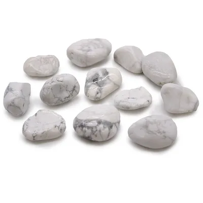 Bag of 12 Medium African Tumble Stones - Bianco Howlite - Magnesite