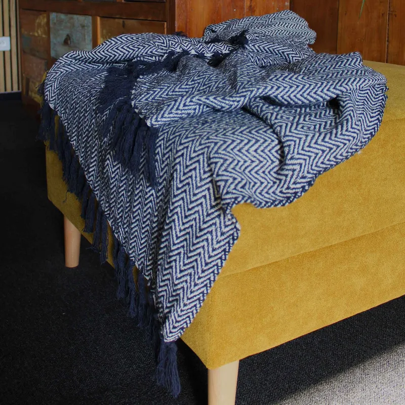 Boho Comfort Throws Navy Zigzag — foto 1