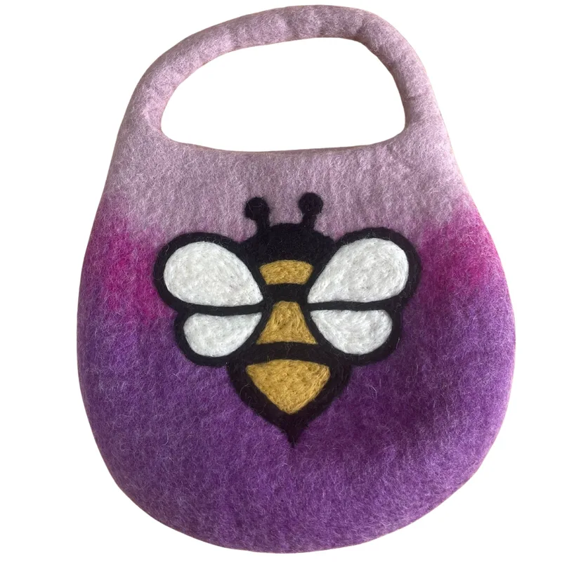 Water Felted Bee Bag One Handle with Magnet Lavanda Shades — foto 2