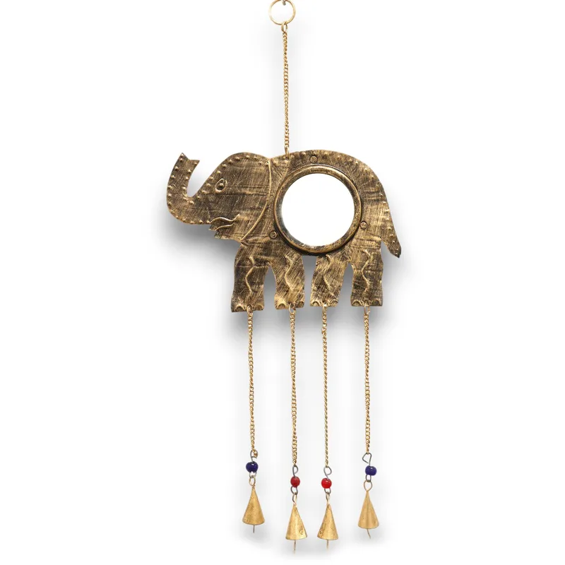 Indian Chimes Elephant Lrg Mirror 4 Bells 24x60cm — foto 1