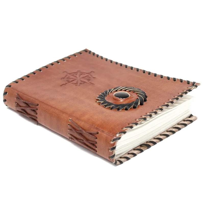 Leather Nero onyx & Compas Notebook 17x12 cm — foto 1