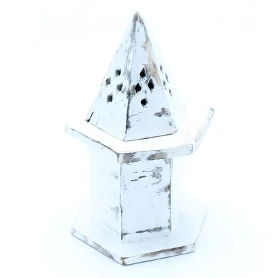Bianco Washed Incenso Porta - Pyramid Mini House