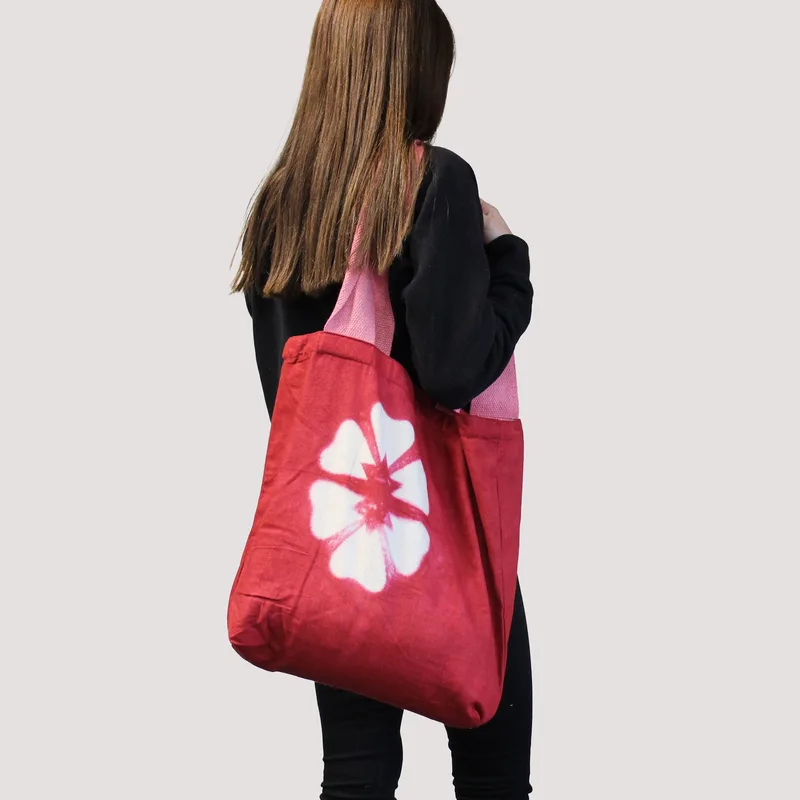 Naturale Tye-Dye Cotton Bag 38x42x12cm Sky Blu Blocks Naturale Handle — foto 3
