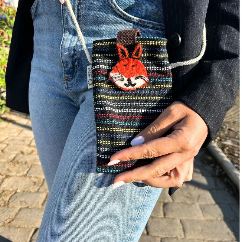 Phone Porta Bag Nero and Multi fox decor — foto 3